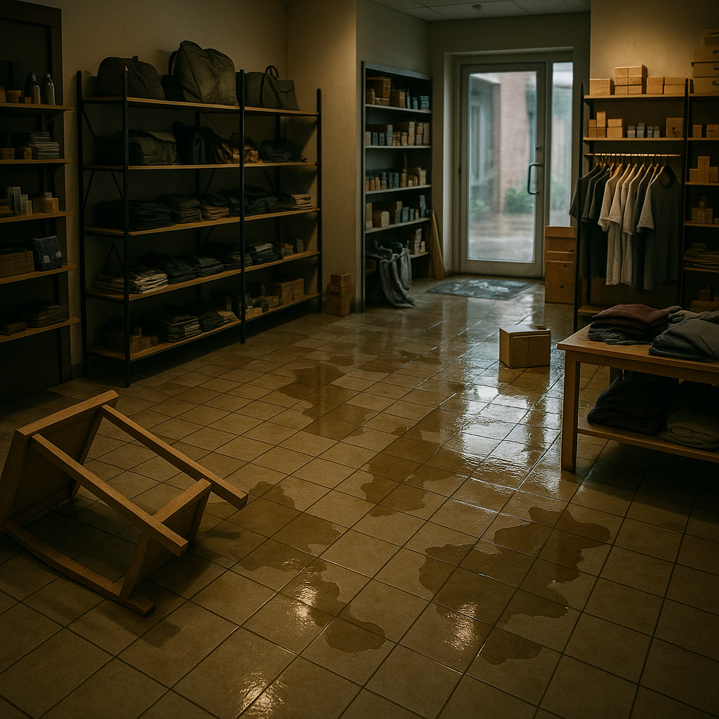 Avant — Local commercial après dégât des eaux